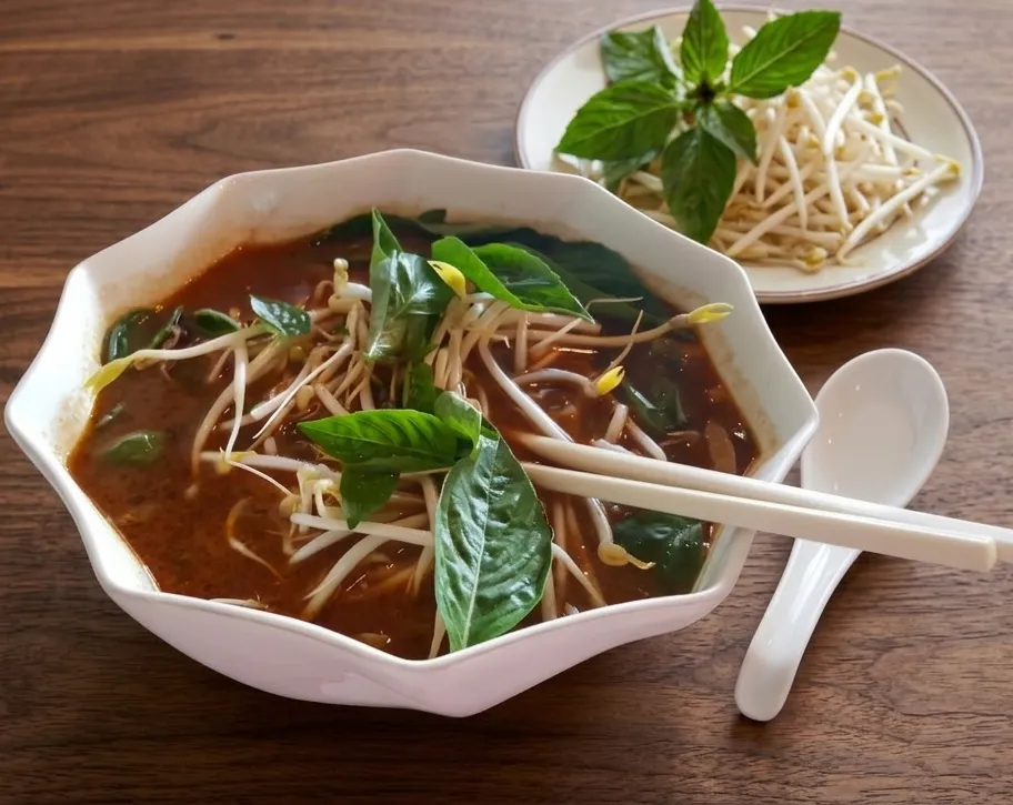 Pho dac biet with rare beef and meatballs at TNK Vietnamese Restaurant in NE Calgary